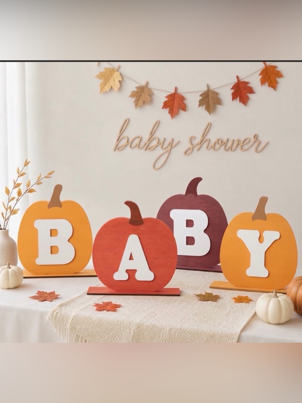 Autumn Pumpkin 'BABY' Table Decor - Orange & Rust Fall Party Signs